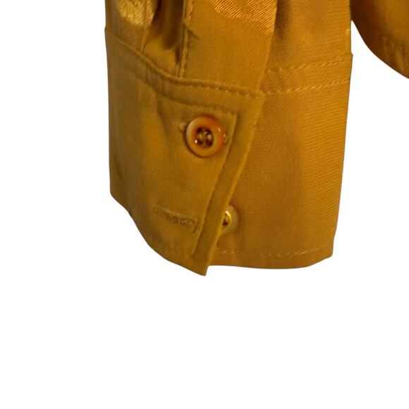 Comptoir des Cotonniers Mustard Yellow Long Sleeve V-Neck Cupro Blouse Size XS - Picture 10 of 11